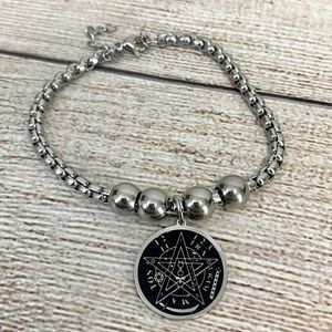 Silver Magic Pentacle Charm Bracelet Mystic Wicca